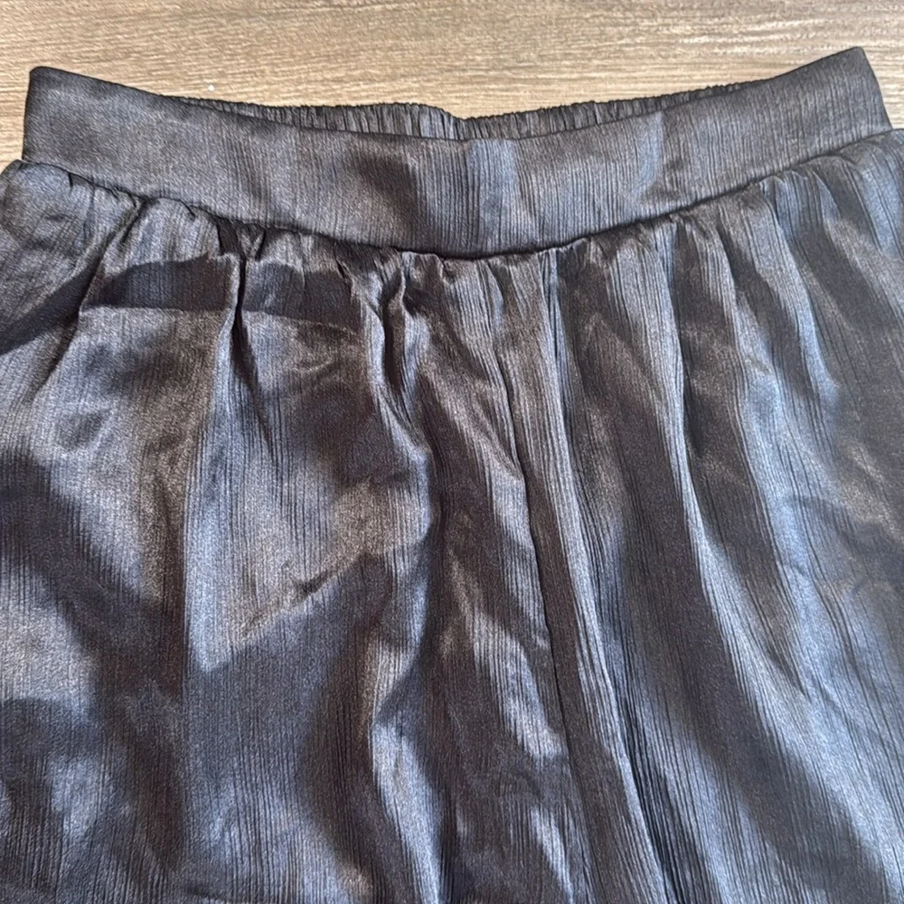 Mustard Seed Women's Small Pants Black Polyester Wide Leg Crinkle‎